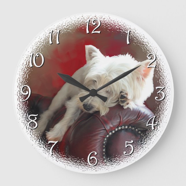 Grande Horloge Ronde Westie au repos (Recto)