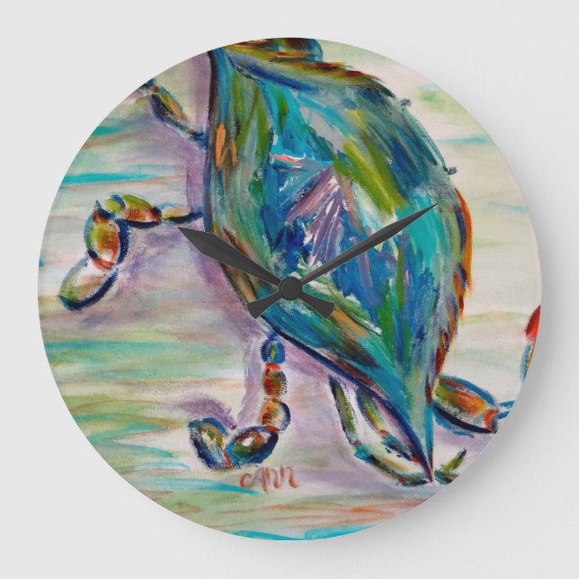 Grande Horloge Ronde Whimsical Colorful Crab Clock (Recto)