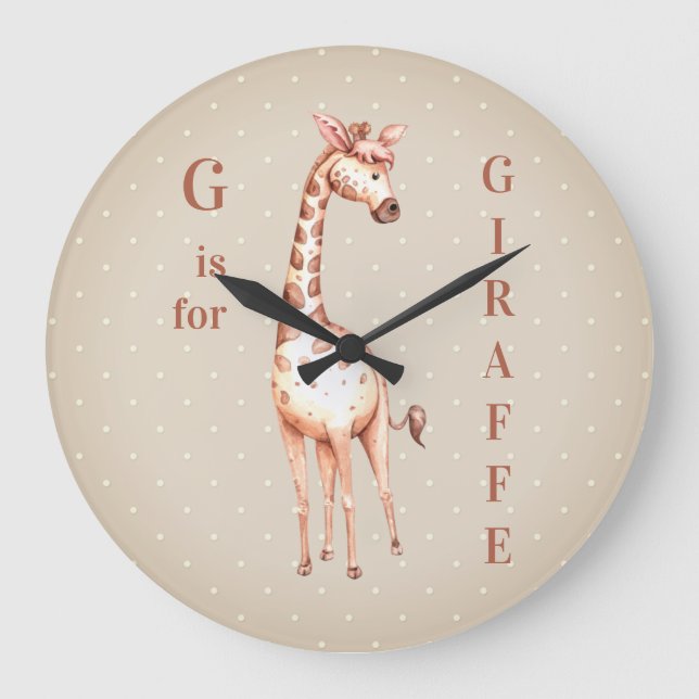 Grande Horloge Ronde Whimsical G est pour les Pois de GIRAFFE (Recto)