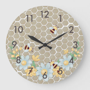 Grande Horloge Ronde Whimsical Honey Bee