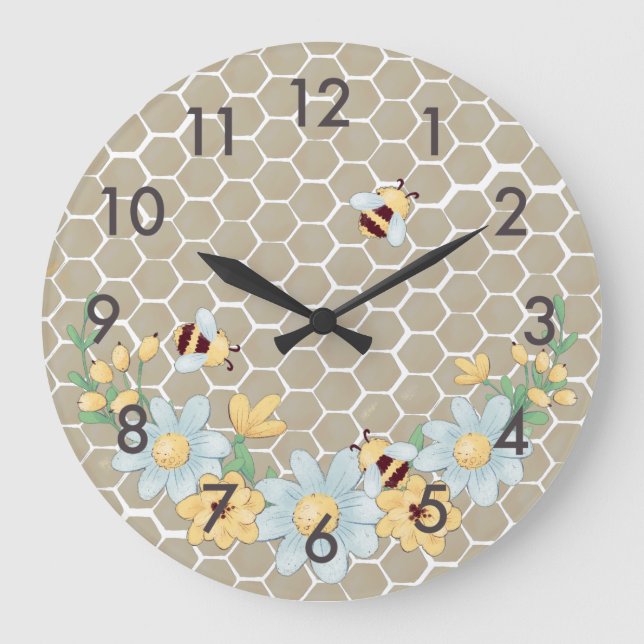 Grande Horloge Ronde Whimsical Honey Bee (Recto)