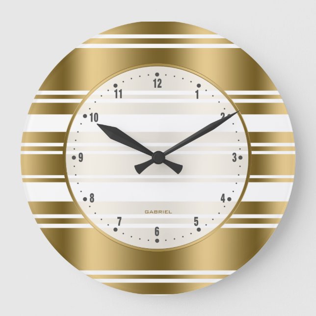 Grande Horloge Ronde White and Gold Stripes Pattern (Recto)
