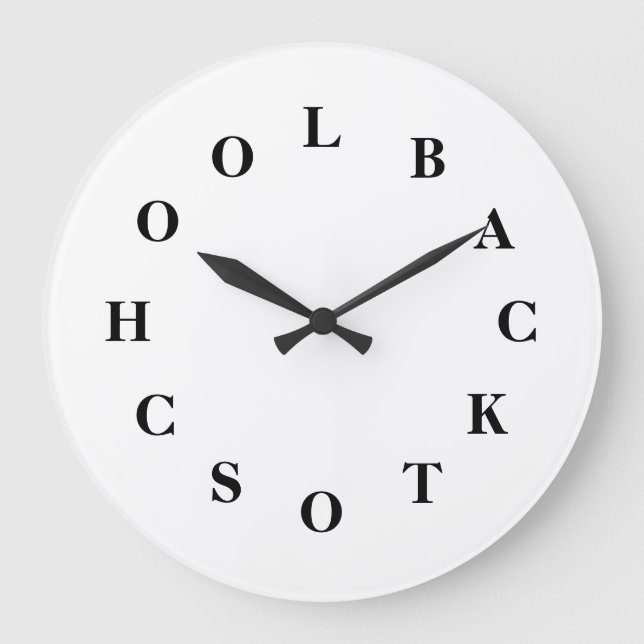 Grande Horloge Ronde White back To School Large Wall Clock par Janz (Recto)