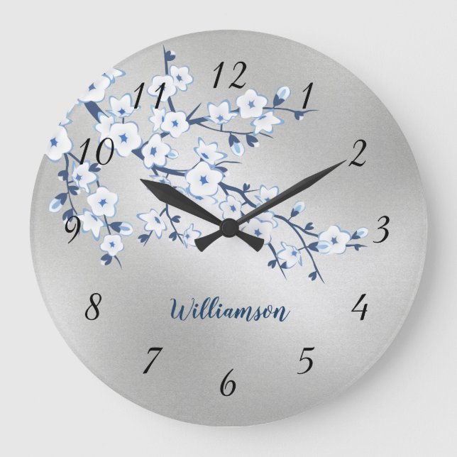 Grande Horloge Ronde White Cherry Blossom Silver Foil Monogram (Recto)