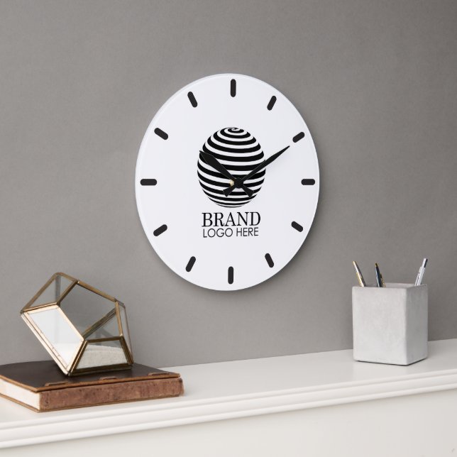 Grande Horloge Ronde White Custom Business Logo Entreprise (Bureau)
