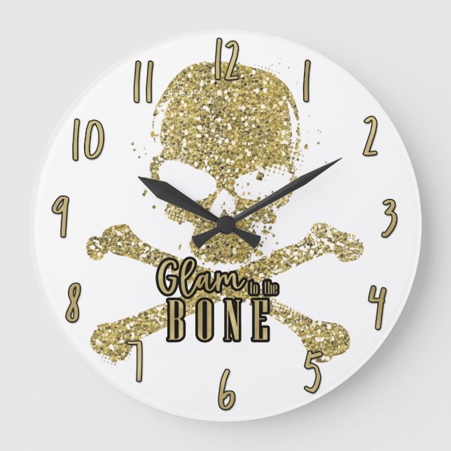 Grande Horloge Ronde White Glam to the Bone Gold Glitter Skull (Recto)