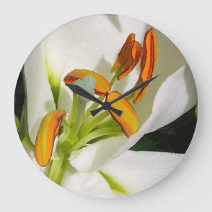 Grande Horloge Ronde White Lily Wall Clock