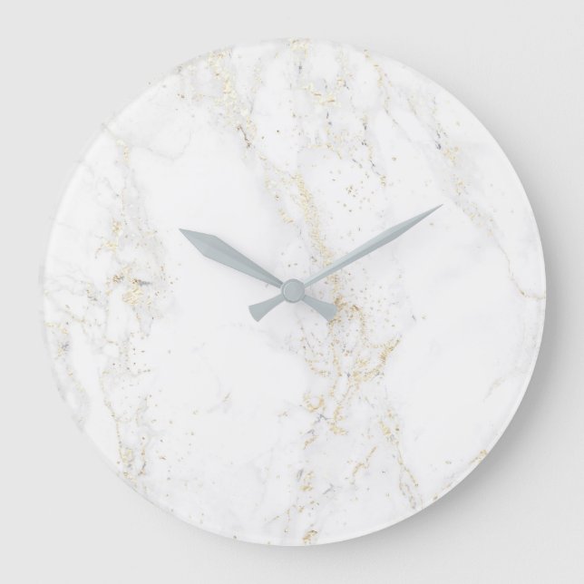 Grande Horloge Ronde white marble faux glitter (Recto)