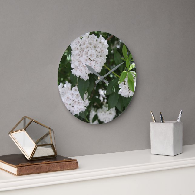 Grande Horloge Ronde White Mountain Laurel Star Fleurs en forme (Bureau)