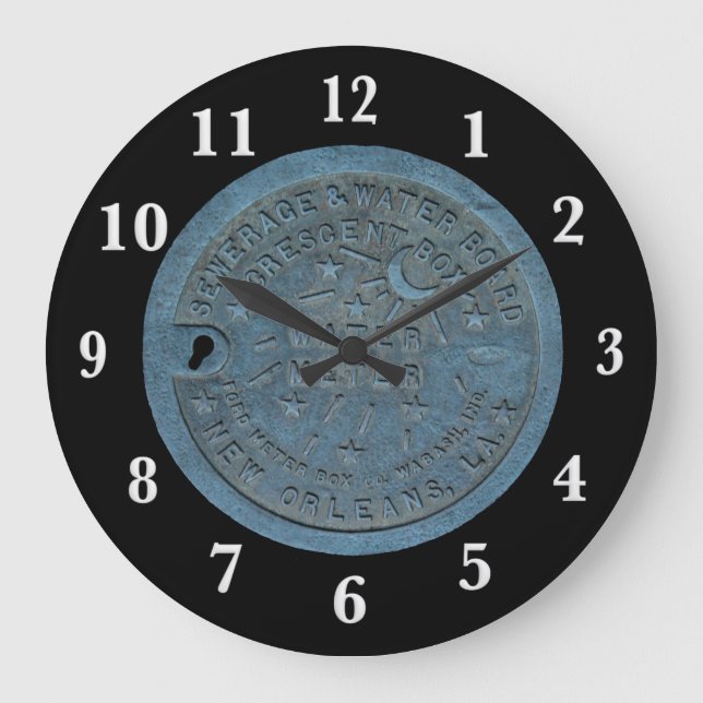 Grande Horloge Ronde White Numbers de la Nouvelle-Orléans (Recto)