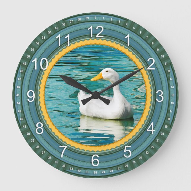 Grande Horloge Ronde White Pekin Duck - Nature Photographe Urban Lake  (Recto)