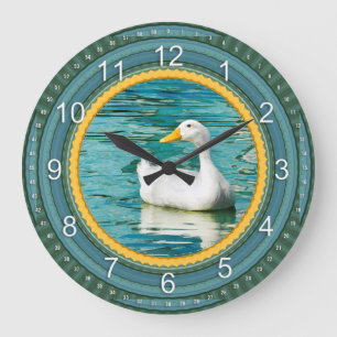 Grande Horloge Ronde White Pekin Duck - Nature Photographie Urban Lake 
