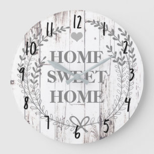 Grande Horloge Ronde White Wood Rustic