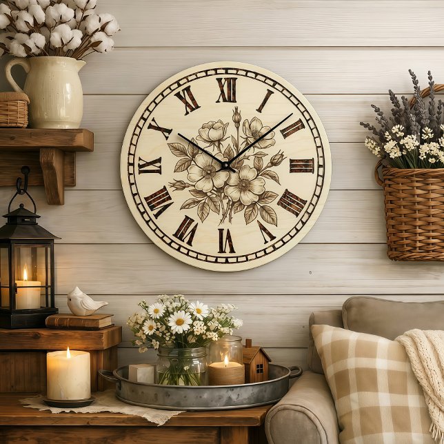 Grande Horloge Ronde Wild flowers Wall Clock (Créateur téléchargé)