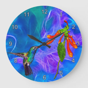 Grande Horloge Ronde Wild Hummingbird Bird-lover's Art Clock
