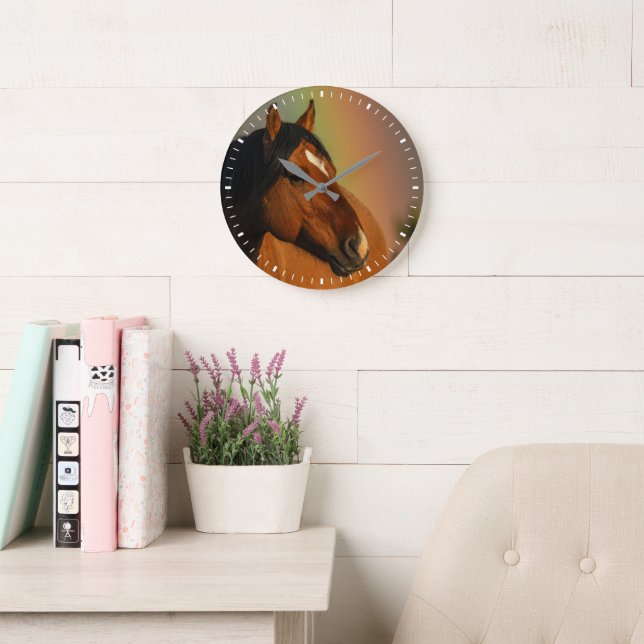 Grande Horloge Ronde Wild Stallion, Golden Light and Rainbow (Salle de lecture)