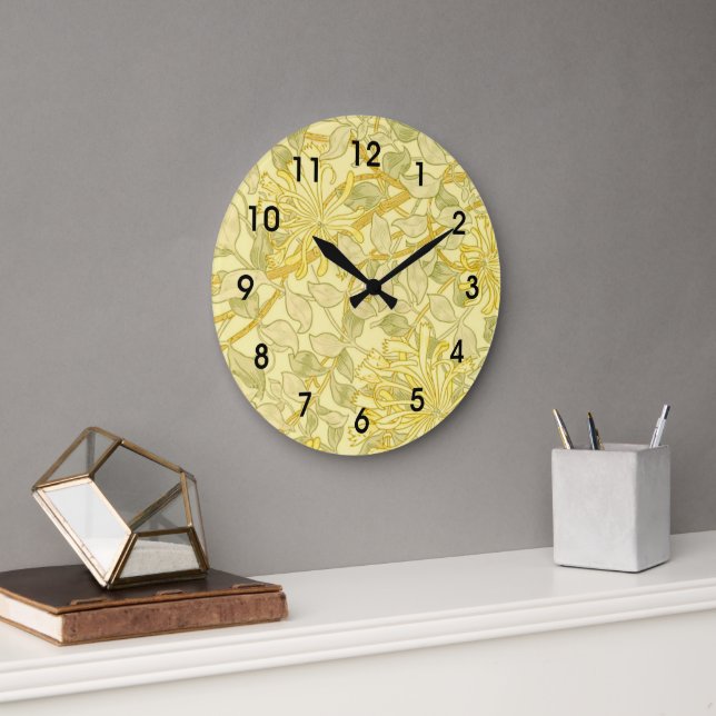 Grande Horloge Ronde William Morris - Chèvrefeuille Jaune (Bureau)