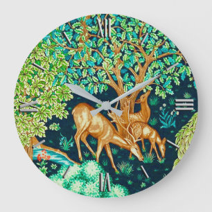 Grande Horloge Ronde William Morris Deer par une Tapisserie Brook Impri