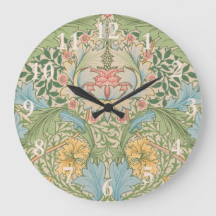 Grande Horloge Ronde William Morris Fleur de Myrte Floral Botanique