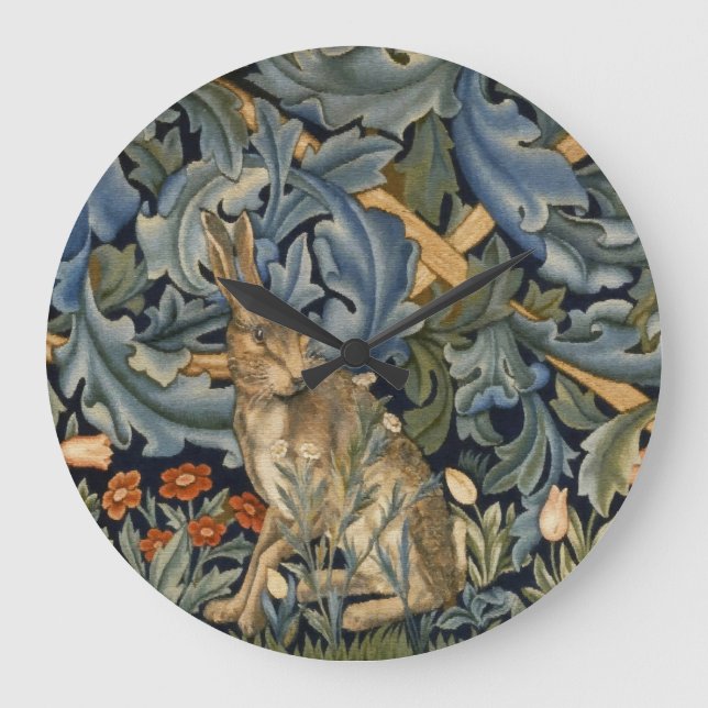 Grande Horloge Ronde William Morris Forest Rabbit Floral Art Nouveau (Recto)