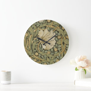 Grande Horloge Ronde William Morris Pimpernel Vintage Préraphaélite
