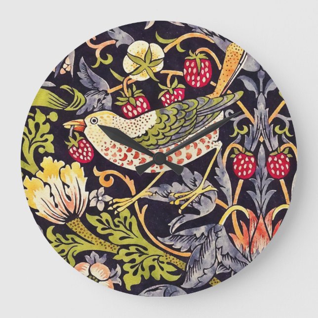 Grande Horloge Ronde William Morris Strawberry Thief Floral Art nouveau (Recto)