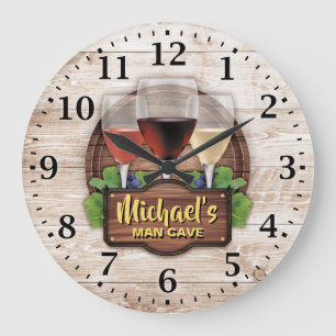 Grande Horloge Ronde Wine Bar Man Cave Personalizable Wall Clock