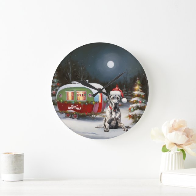 Grande Horloge Ronde Winter Great Dane Caravan Christmas Adventure (Maison)