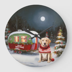 Grande Horloge Ronde Winter Labrador Caravan Christmas Adventure