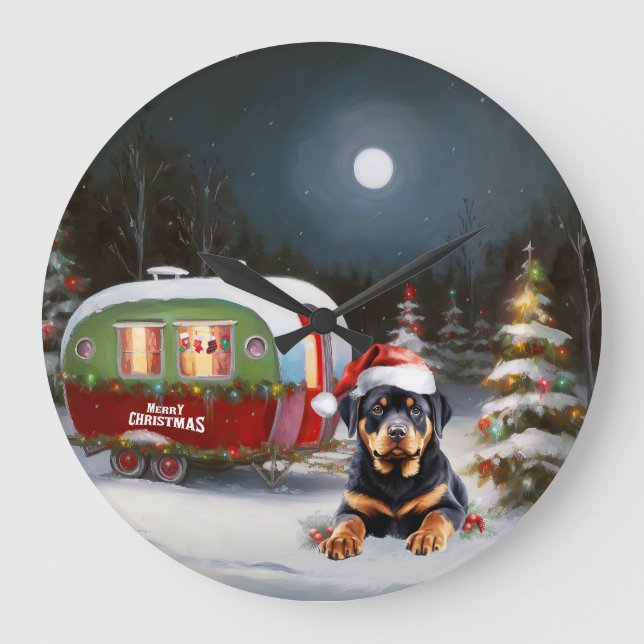 Grande Horloge Ronde Winter Rottweiler Caravan Christmas Adventure (Recto)