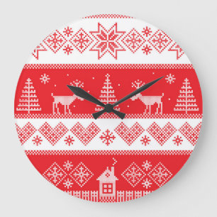 Grande Horloge Ronde Winter Wonderland : Conception Vintage et transpar