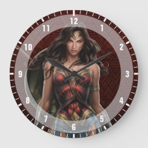 Grande Horloge Ronde Wonder Woman Battle-Ready Comic Art
