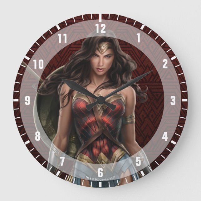 Grande Horloge Ronde Wonder Woman Battle-Ready Comic Art (Recto)