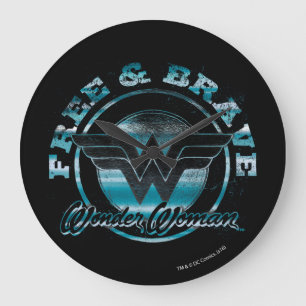 Grande Horloge Ronde Wonder Woman Grunge Graphic gratuit et courageux G