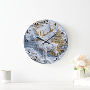 Grande Horloge Ronde Wonderland Reindeer Charme