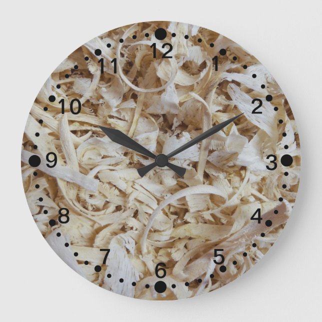 Grande Horloge Ronde Wood Chips Novelty Clock for Woodworkers w/Minutes (Recto)