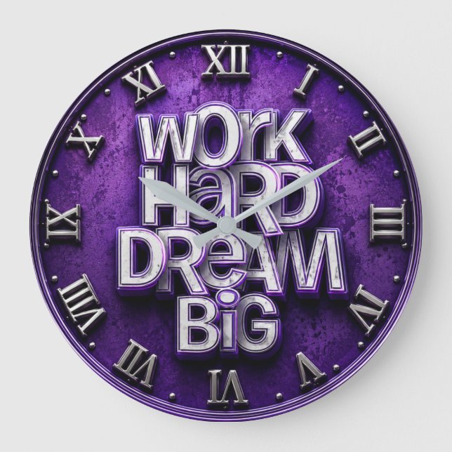 Grande Horloge Ronde Work Hard Dream Big Office Purple (Recto)