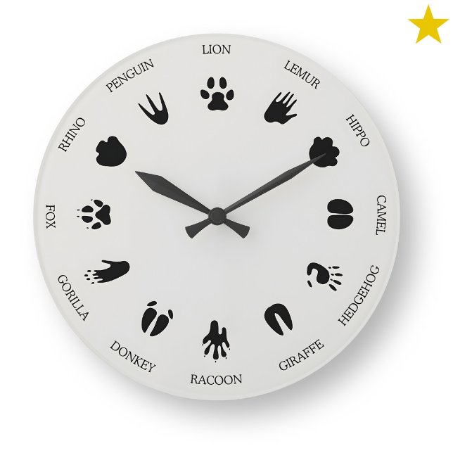 Grande Horloge Ronde Worldly Animal Tracks Footprints Identification (Créateur téléchargé)