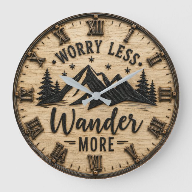 Grande Horloge Ronde Worry Less Wander More Rustic Mountain Cabin (Recto)