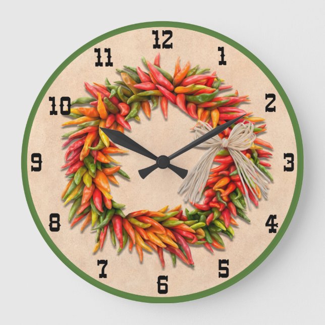 Grande Horloge Ronde Wreath Ristra du sud-ouest du Chili avec des chiff (Recto)