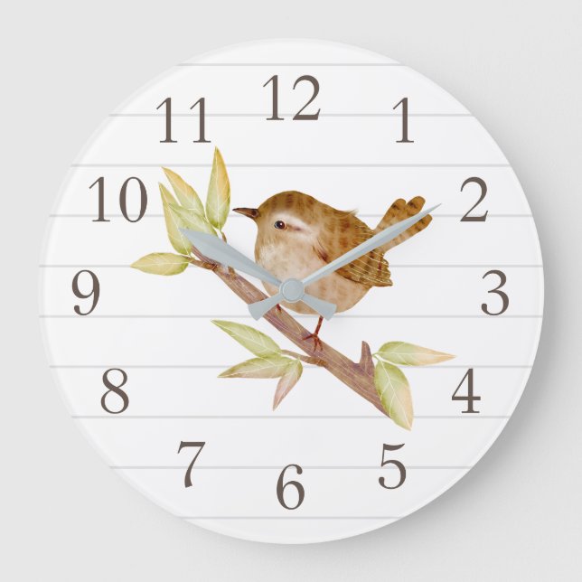 Grande Horloge Ronde Wren Bird Home Decor (Recto)