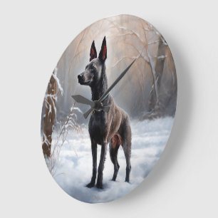 Grande Horloge Ronde Xoloitzcuintli Qu'il neige Noël