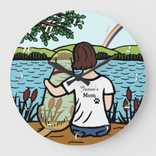 Grande Horloge Ronde Yellow Labrador Angel et maman Clock