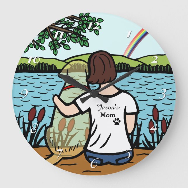 Grande Horloge Ronde Yellow Labrador Angel et maman Clock (Recto)