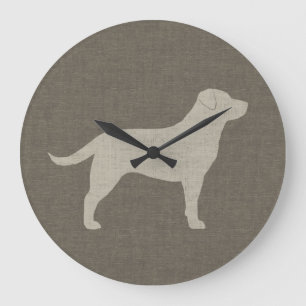 Grande Horloge Ronde Yellow Labrador   Faux Linen