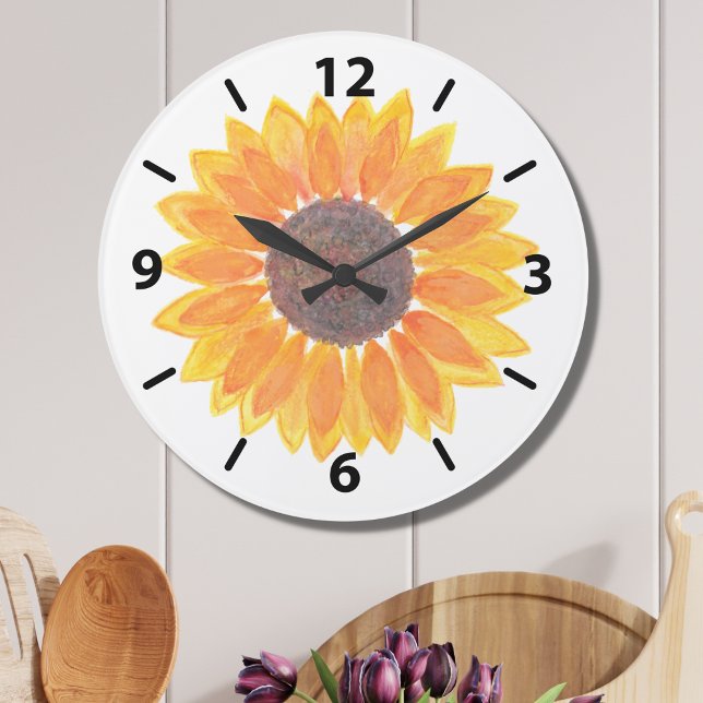 Grande Horloge Ronde Yellow Sunflower Large Clock (Créateur téléchargé)
