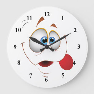 Grande Horloge Ronde Yeux bleus heureux drôles de visage