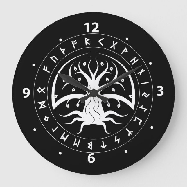 Grande Horloge Ronde Yggdrasil Circle Runes Wall Clocks (Recto)
