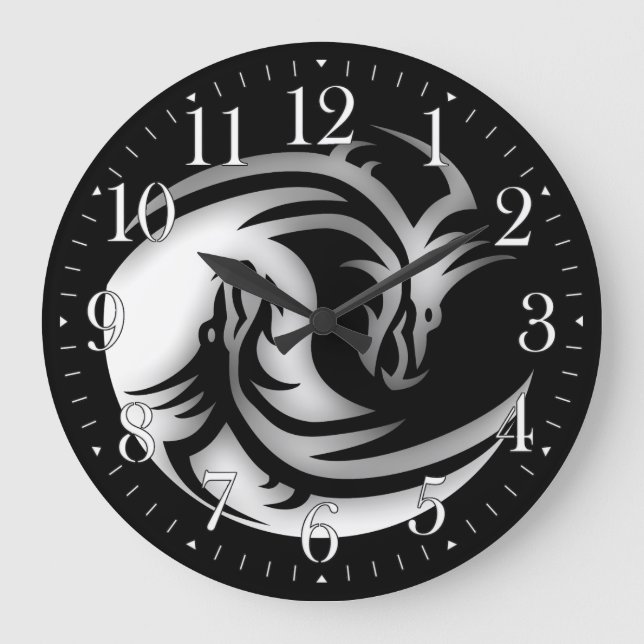 Grande Horloge Ronde Yin and Yang Asian Dragons (Recto)