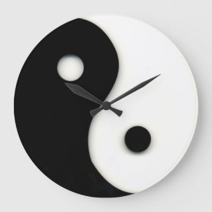Grande Horloge Ronde Yin et noir et blanc d'horloge murale de Yang